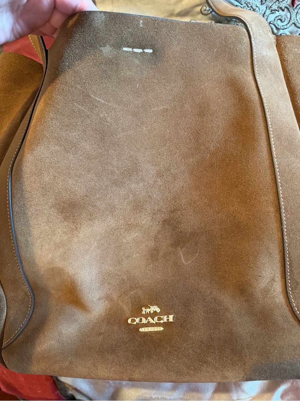 Coach Suede/Leather Hadley Tote in Chestnut Brown with Gold Logo - GUC - Picture 13 of 13